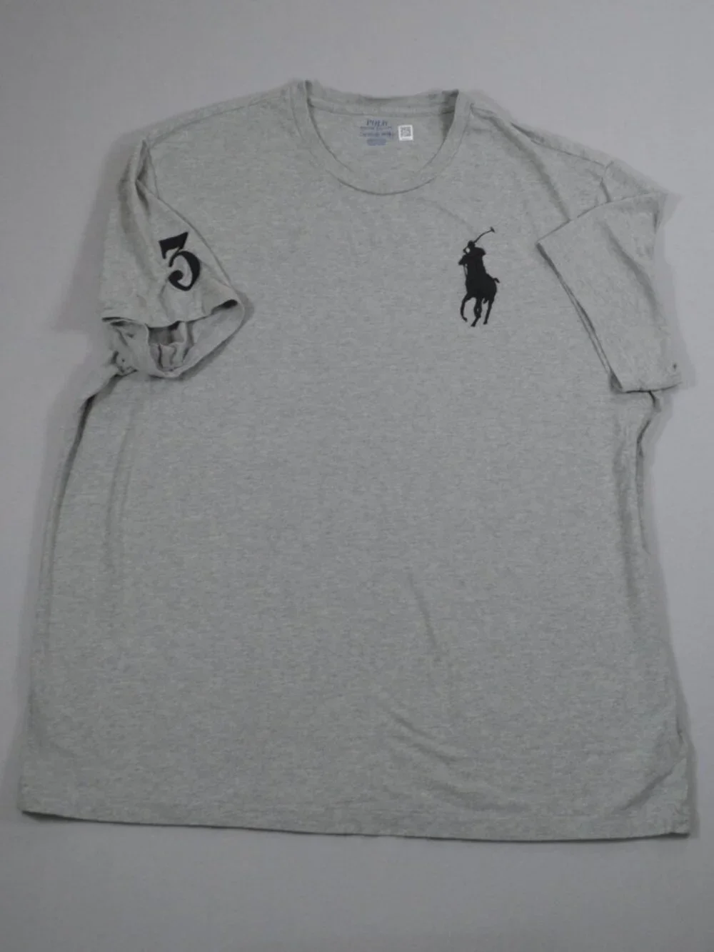 Polo Ralph Lauren Big Pony 3 Jersey T-Shirt Gray Black XXL